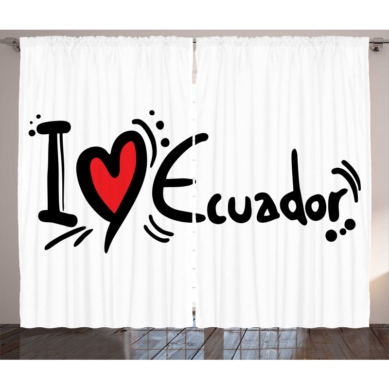 I Heart Ecuador Typography Curtain