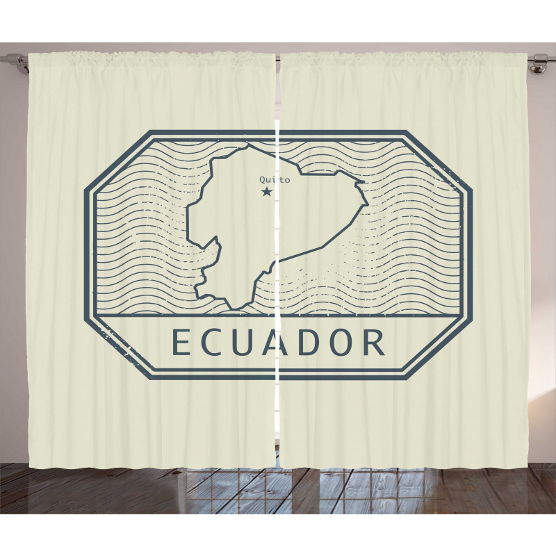 Retro Design Country Map Curtain