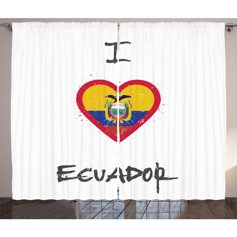 I Love Ecuador Heart Flag Curtain