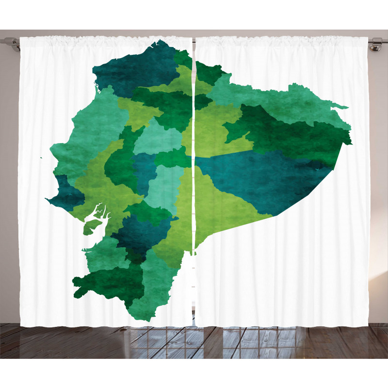 Green Tones Political Map Curtain