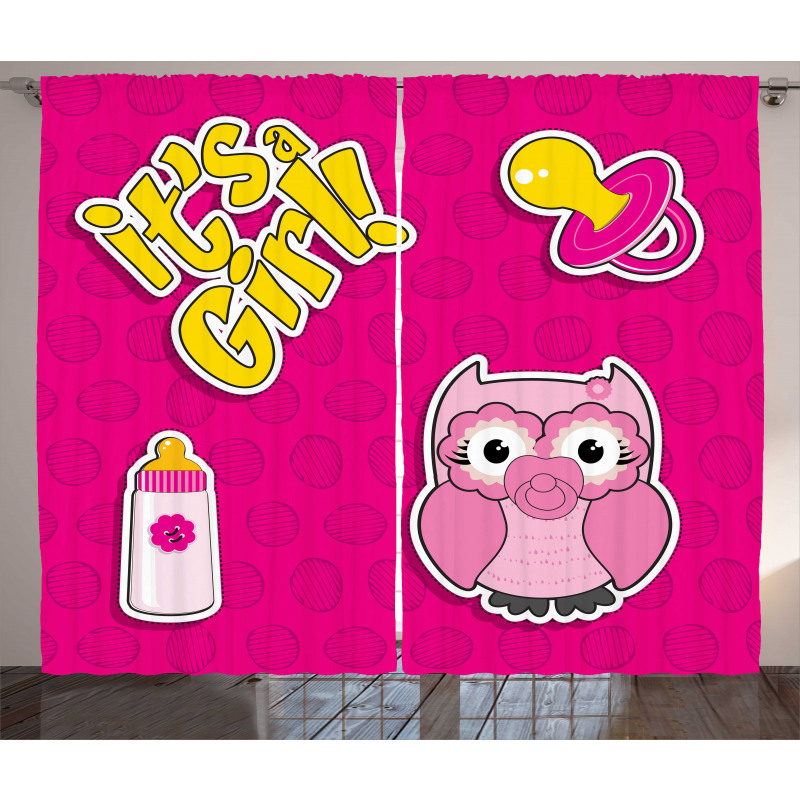 Girl Baby Owl Bottle Curtain