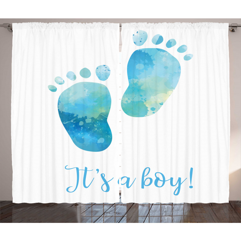 Baby Boy Footprints Curtain