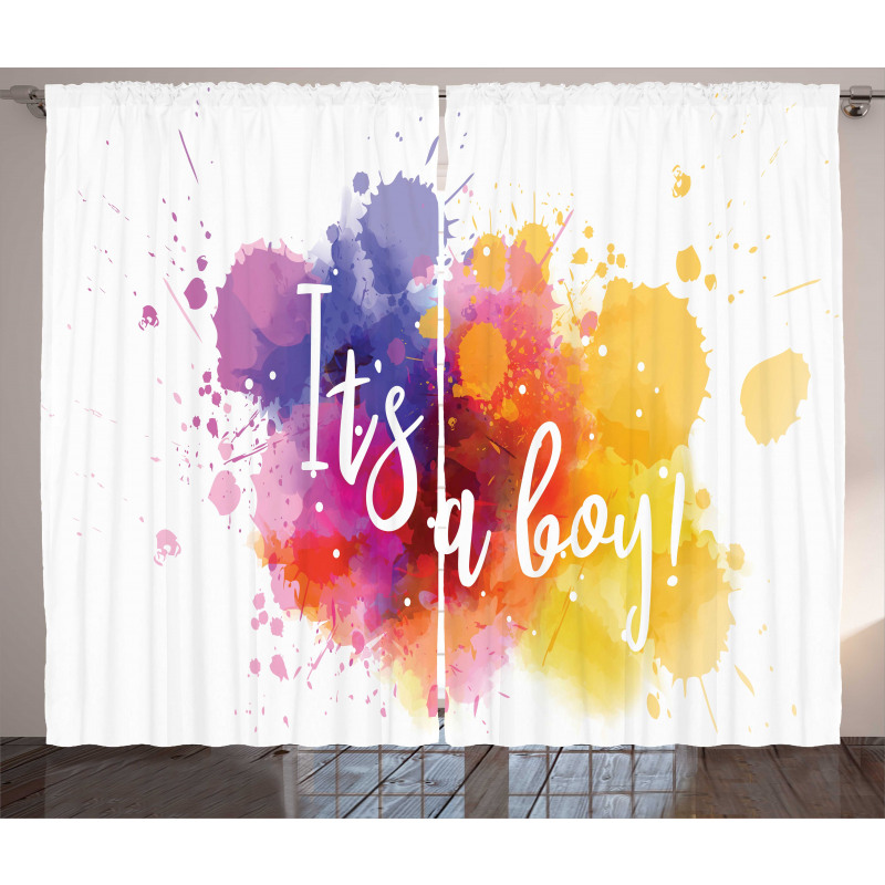 Baby Boy Paint Stains Curtain