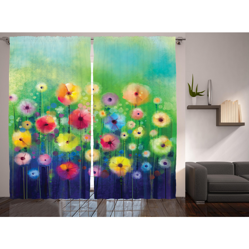 Colorful Garden Meadow Theme Curtain