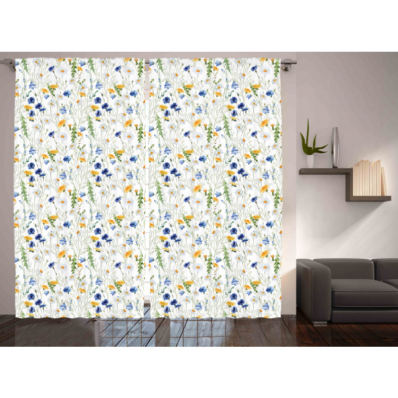 Poppies Daisies Rural Curtain