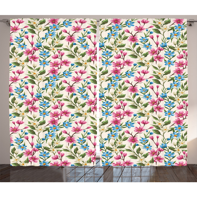 Blooming Flowers Bouquet Curtain