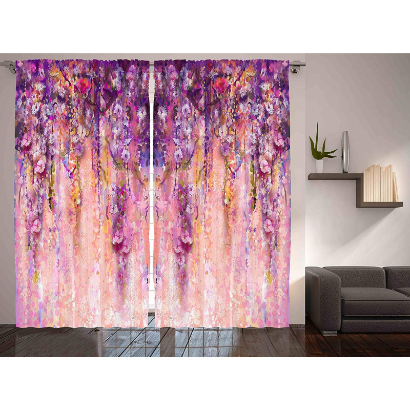 Watercolor Wisteria Blooms Curtain