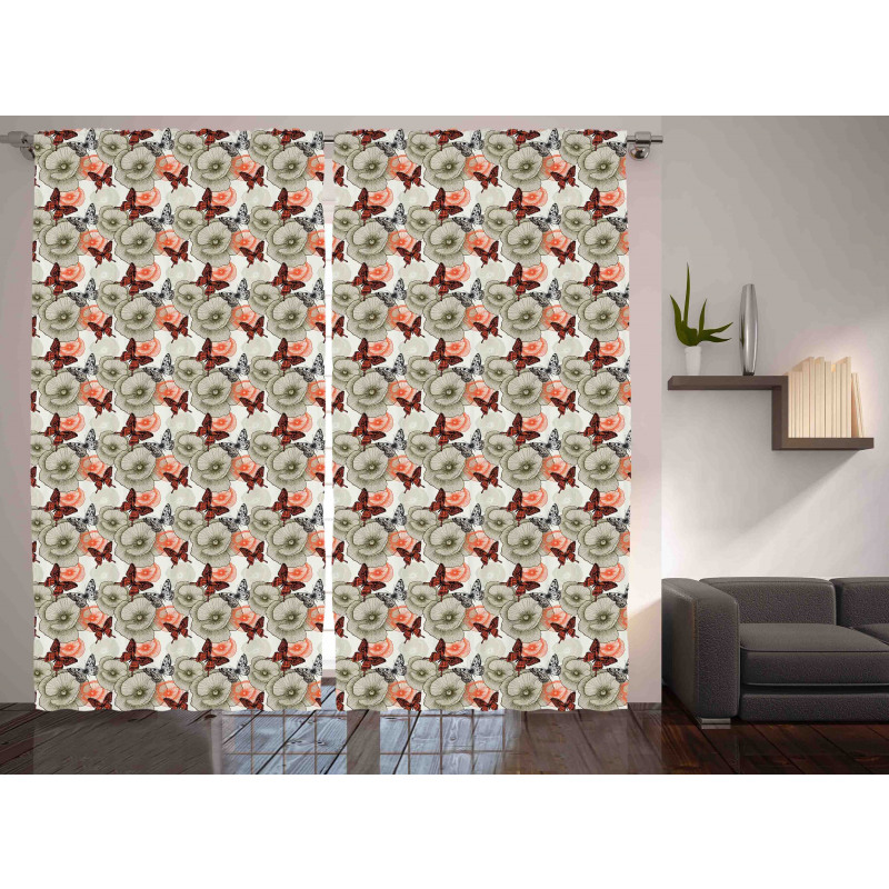 Poppies and Butterflies Curtain