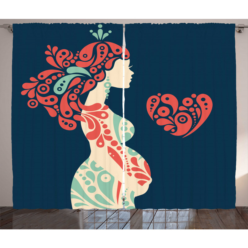 Pregnant Woman and Heart Curtain