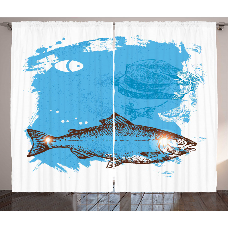 Fish and Fresh Meat Sketch Curtain