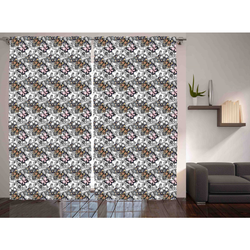 Monarch Butterfly Retro Curtain