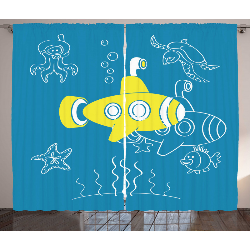 Kids Cartoon Underwater Curtain