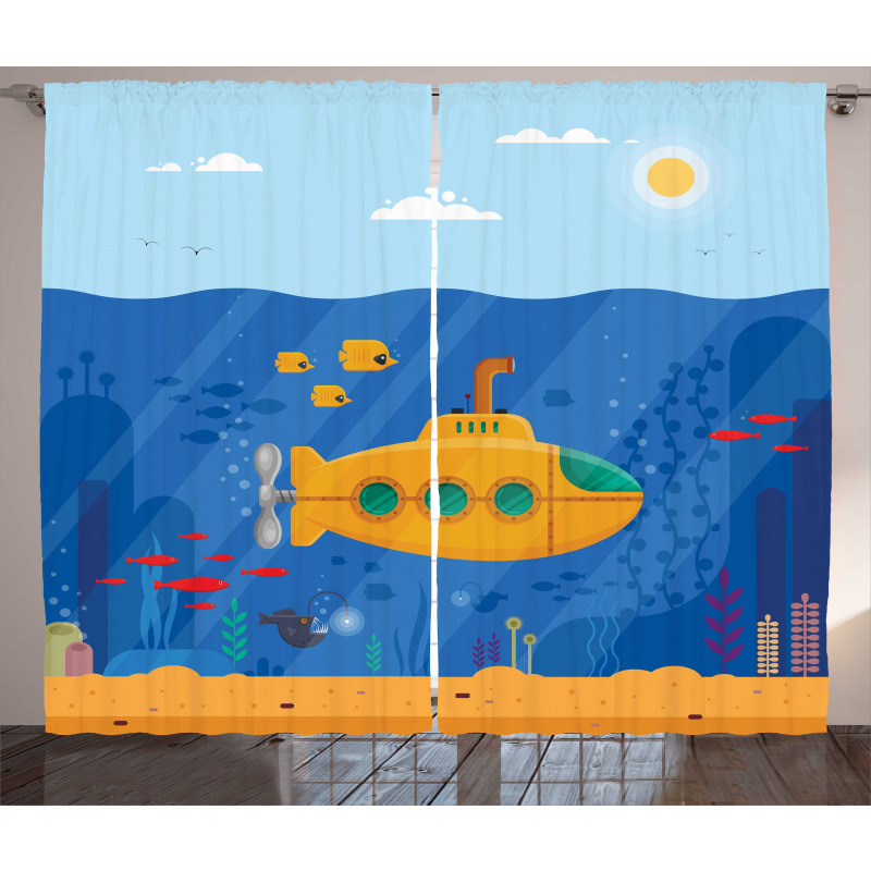 Cartoon Underwater Life Curtain