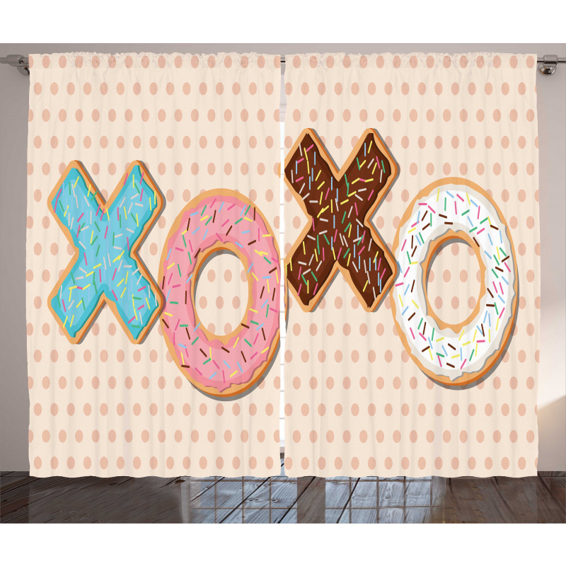 Delicious Donuts Polka Dots Curtain