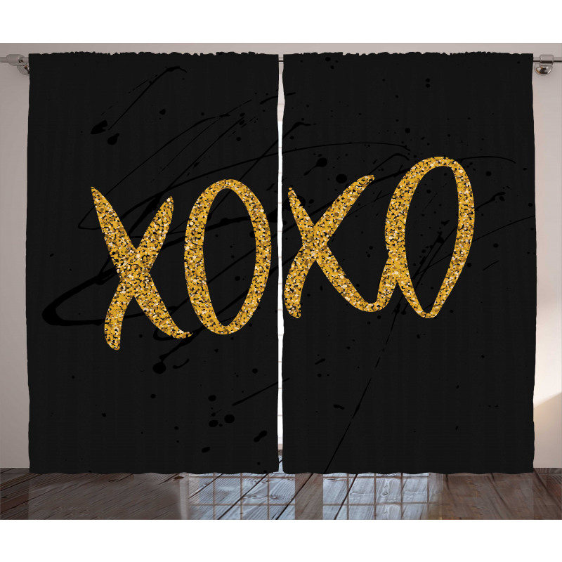 Romance Love Kisses Dark Print Curtain