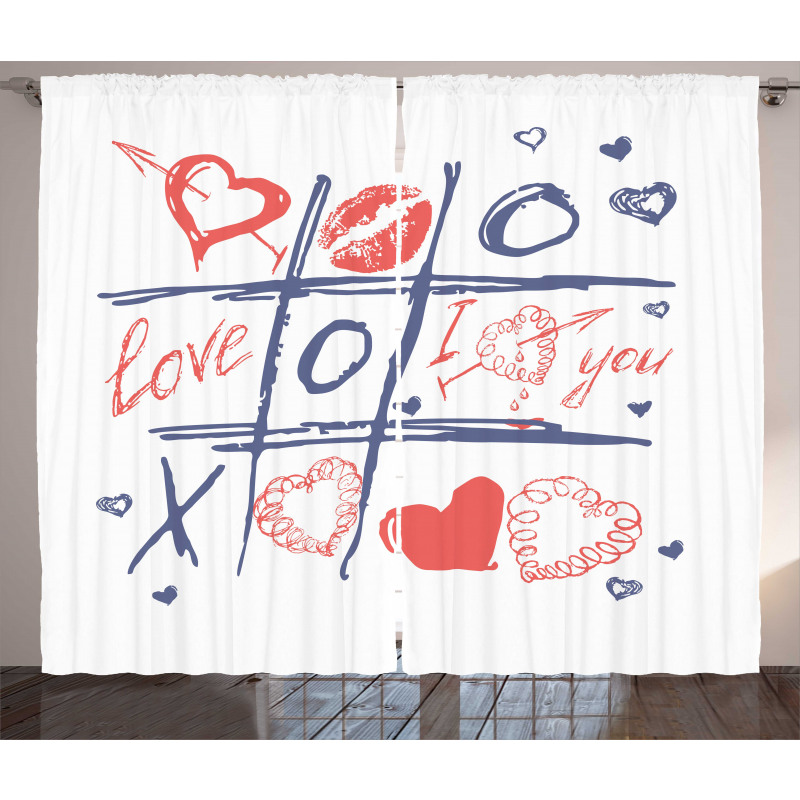 Hearts Lips and I Love You Curtain