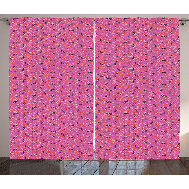 Energetic Hearts Kisses Love Curtain