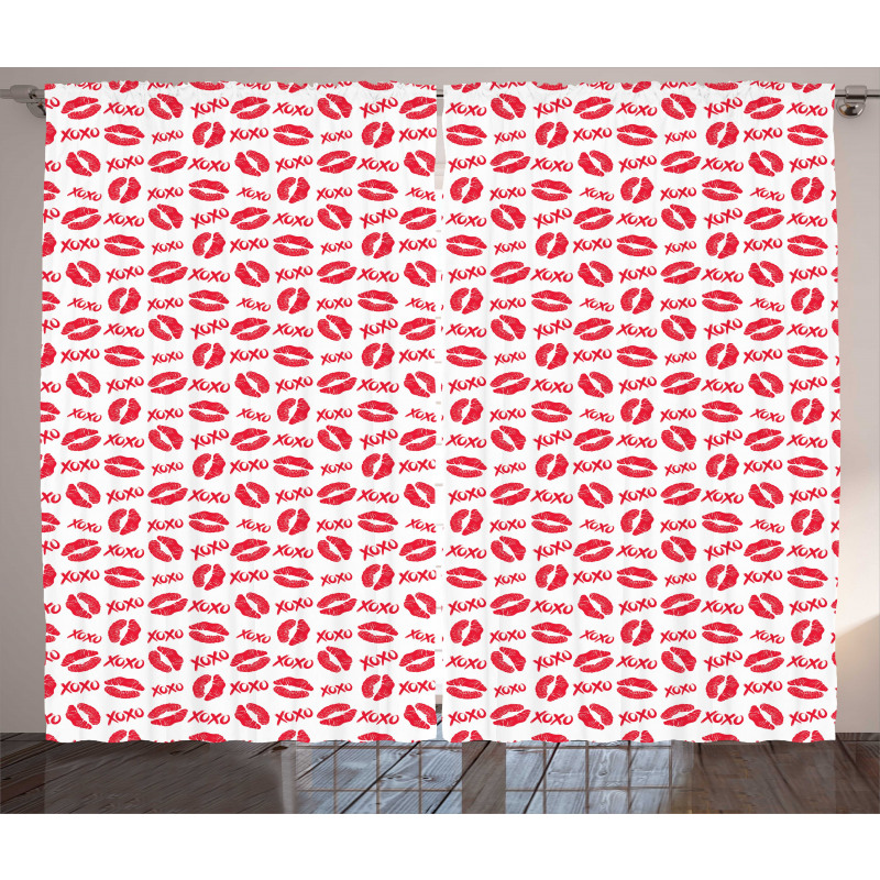 Lipstick Kiss Acronym Pattern Curtain