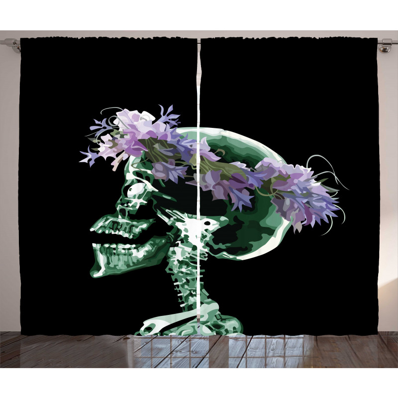 Xray Skeleton with Wreath Curtain