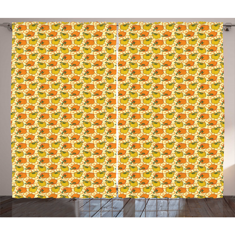 Peppers and Slices Pattern Curtain