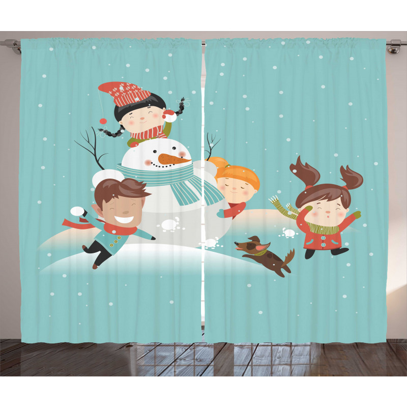 Cartoon of Kids Having Fun Curtain