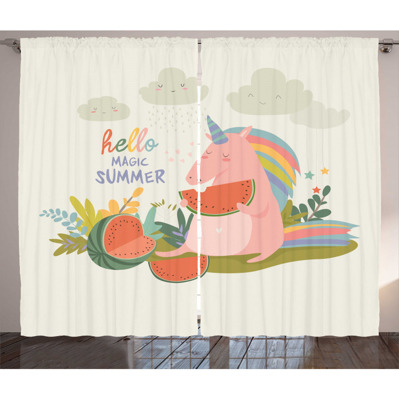 Summer Unicorn Watermelon Curtain