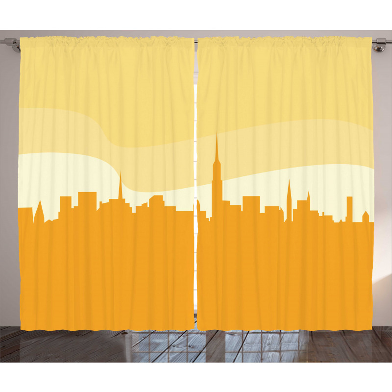 Panoramic Silhouette Cityscape Curtain