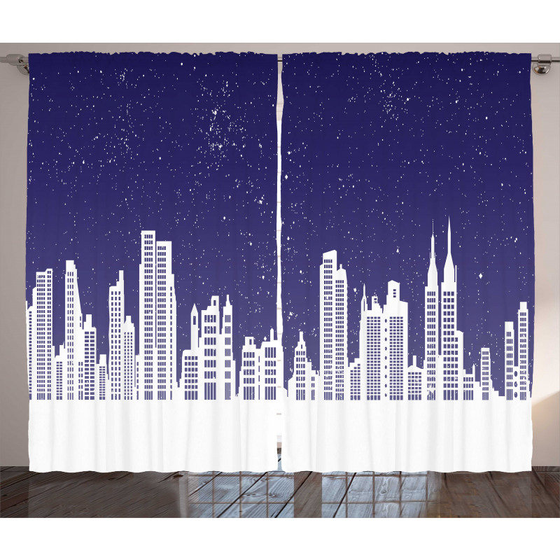 New York Skyline Starry Night Curtain