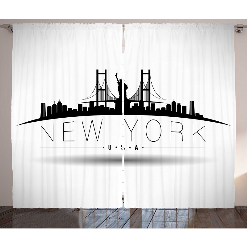 New York USA Wording Landmarks Curtain