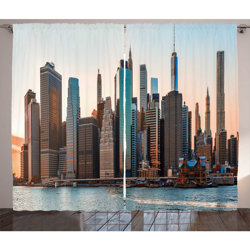 Manhattan New York Skyline Dusk Curtain