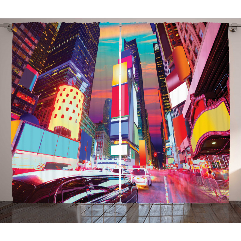 Colorful Night Times Square Curtain