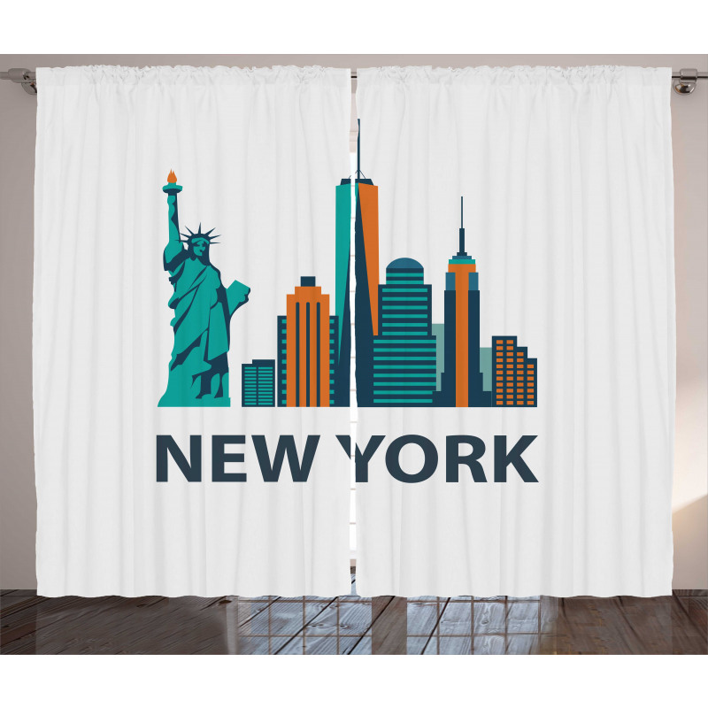 Simple New York Text Landmarks Curtain