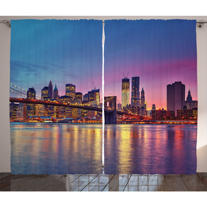 Manhattan Vivid Dusk Skyline Curtain