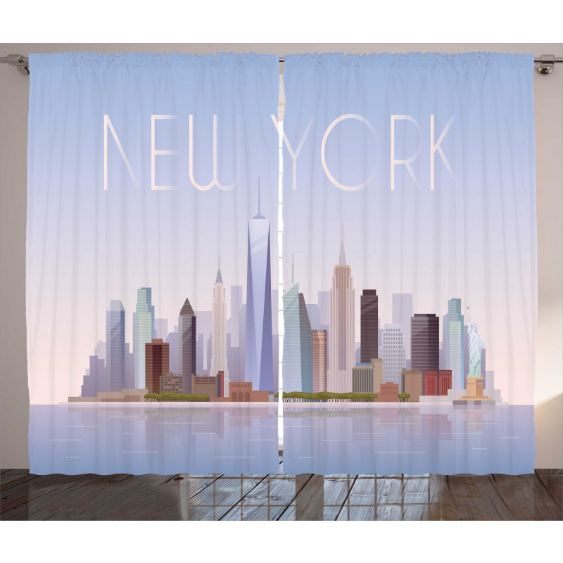 Pastel Tones Big Apple Skyline Curtain