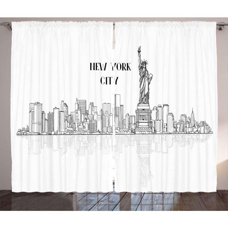 Outline Cityscape New York City Curtain