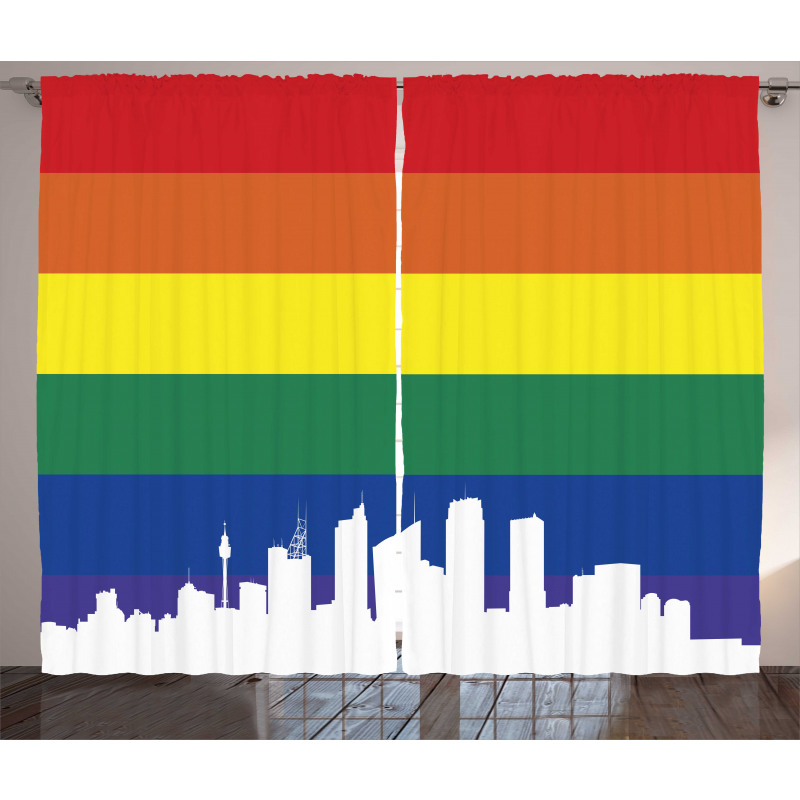 Sydney Buildings Rainbow Flag Curtain