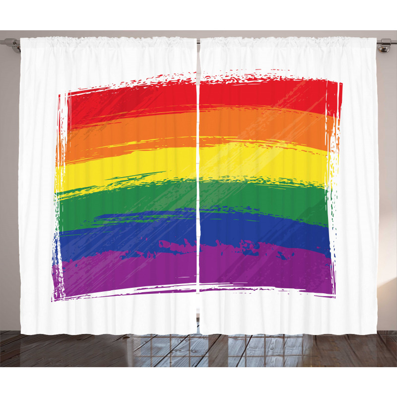 Watercolor Rainbow Flag Love Curtain