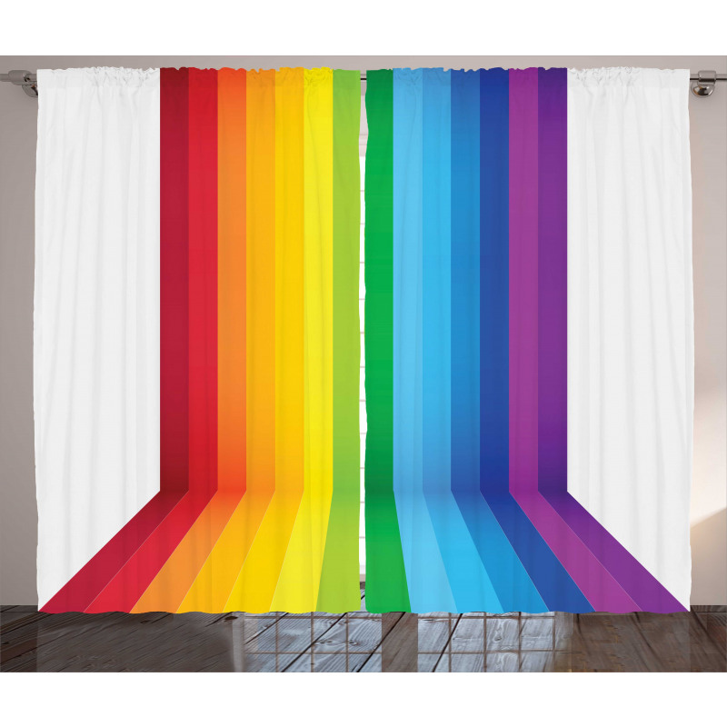 Shade of Rainbow Colors Line Curtain