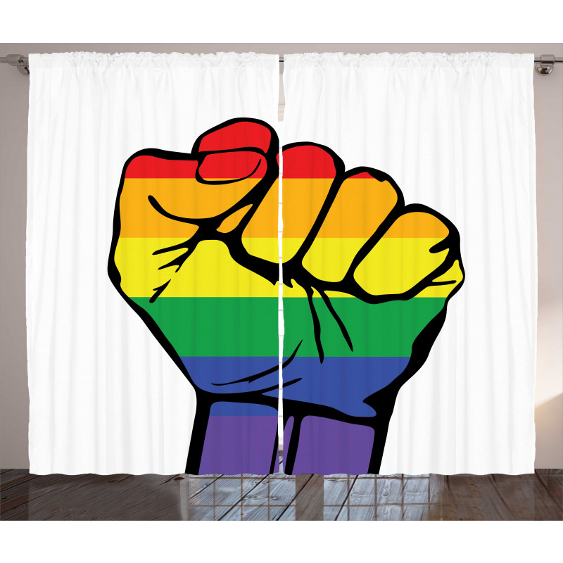 Gay Rights Rainbow Fist LQBT Curtain