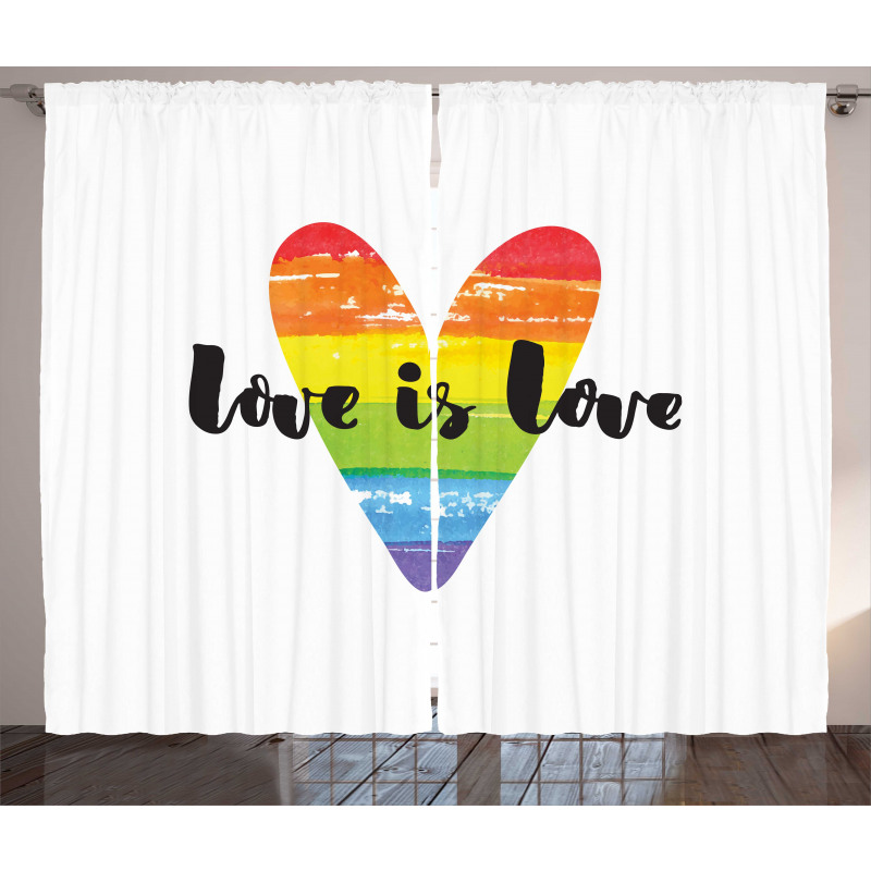 Love is Love Rainbow Heart Curtain