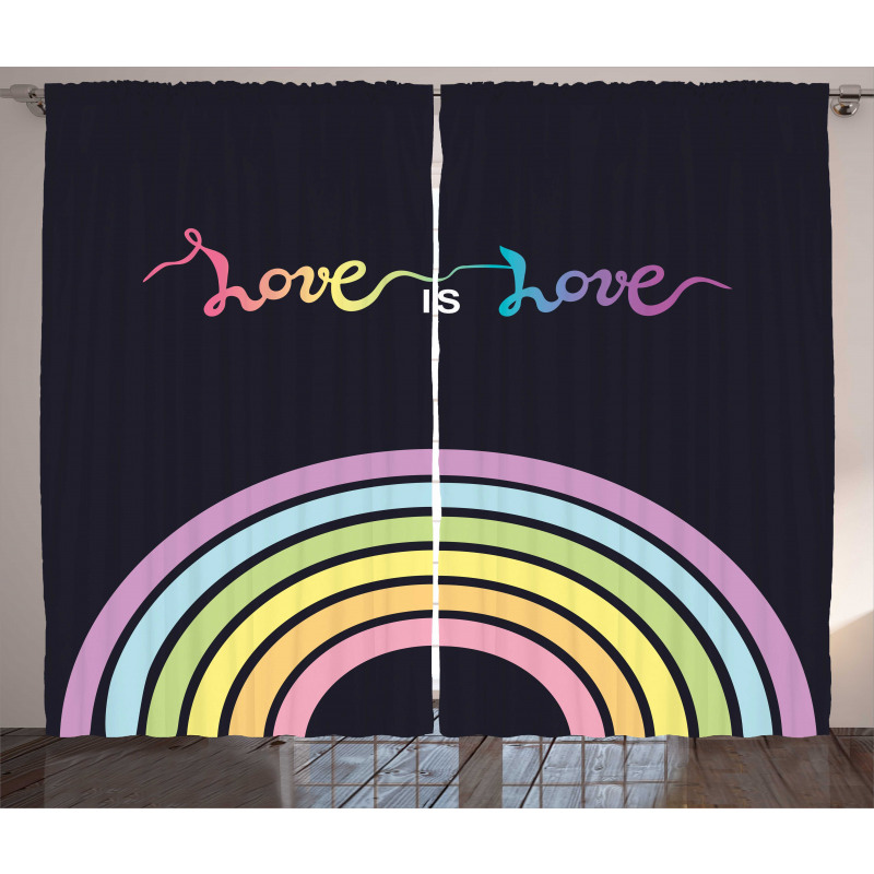 Love is Love Rainbow Lines Curtain