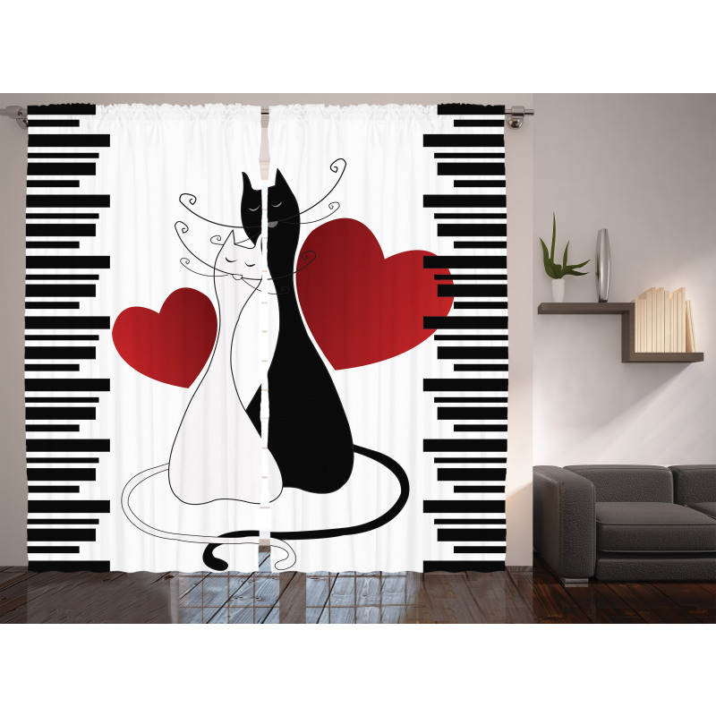 Romantic Couple Pet Kitten Curtain