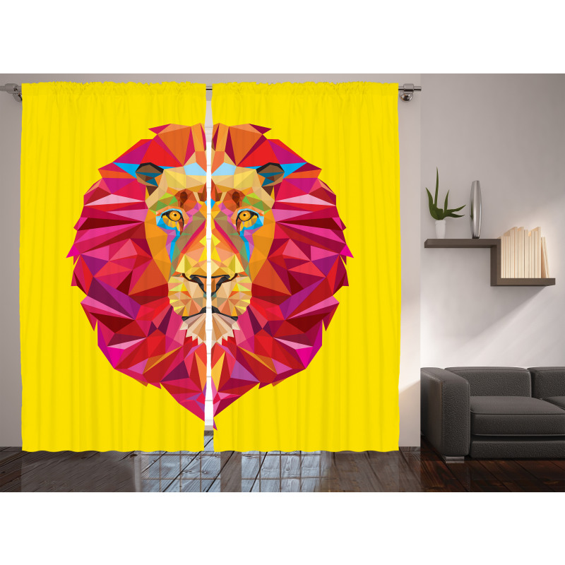 Geometric Lion Face Curtain