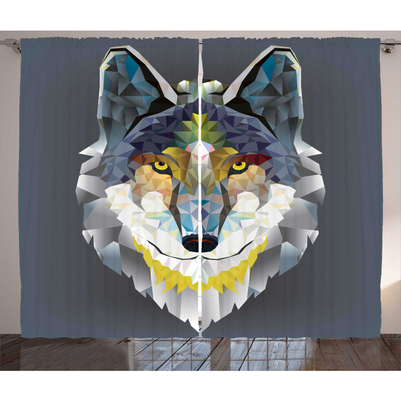 Wolf Coyote Portrait Art Curtain