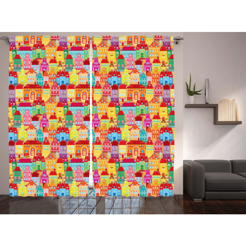 Colorful Houses Curtain
