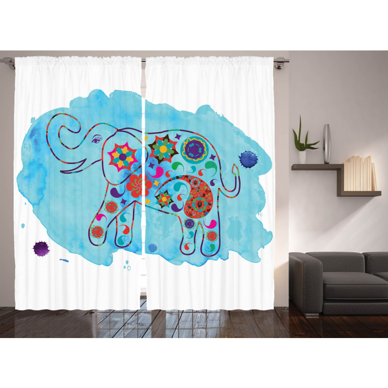 Thailand Elephant Paisley Curtain