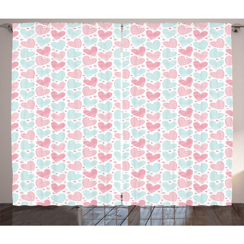 Swirling and Striped Hearts Curtain