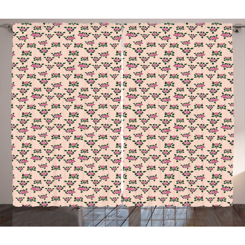 Vintage Roses Leaf Romance Curtain