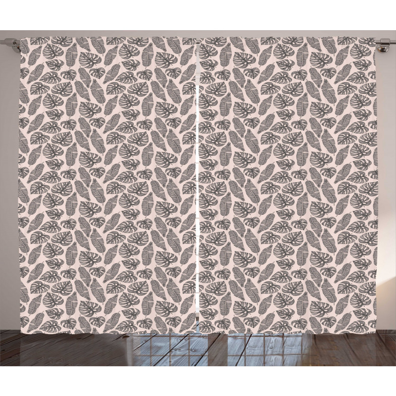 Exotic Palm Leaves Pastel Curtain