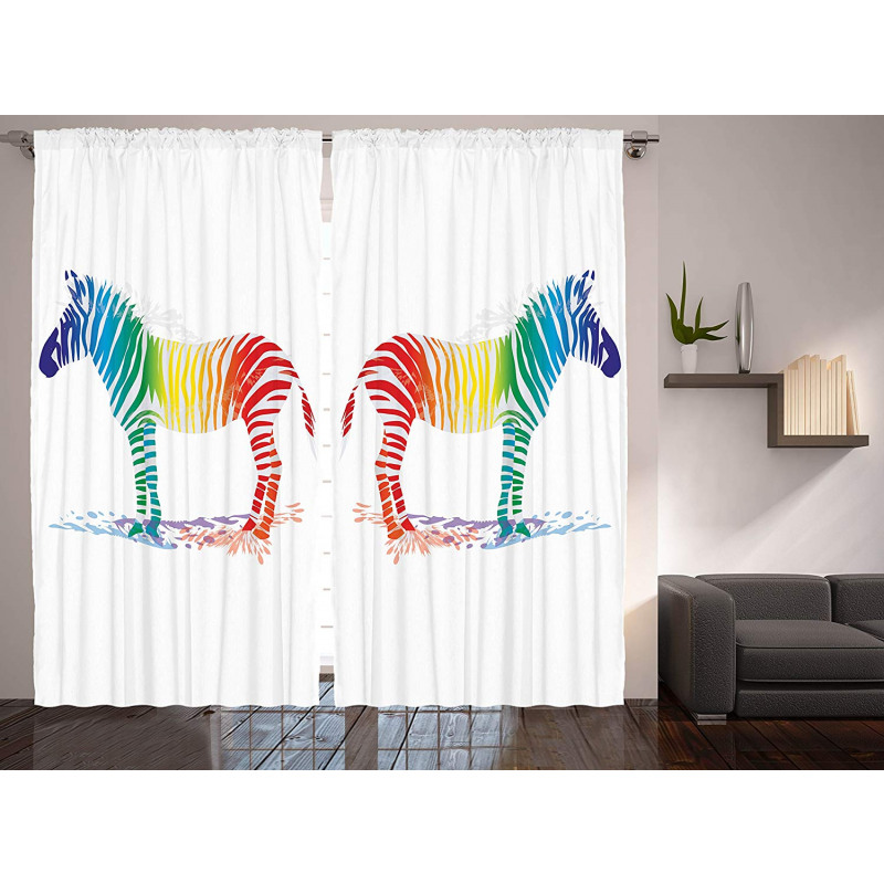 Zebra Rainbow Colors Curtain